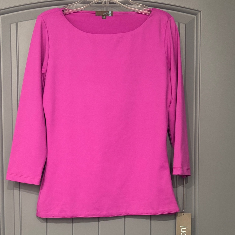 NWT Judy P Apparel pink sapphire Blouse.  92% microfiber 8% Lycra